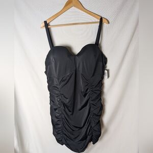 Torrid New With Tags Black Ruched Tank Swimsuit One Piece Size 3X D/DD